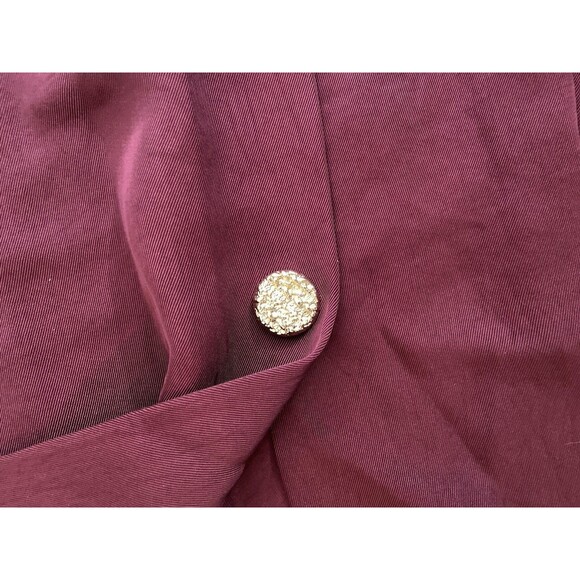 Uterqüe Burgundy A-Line Midi Skirt Gold Buttons High Waist Sz M 28 Vintage Style - Picture 5 of 9